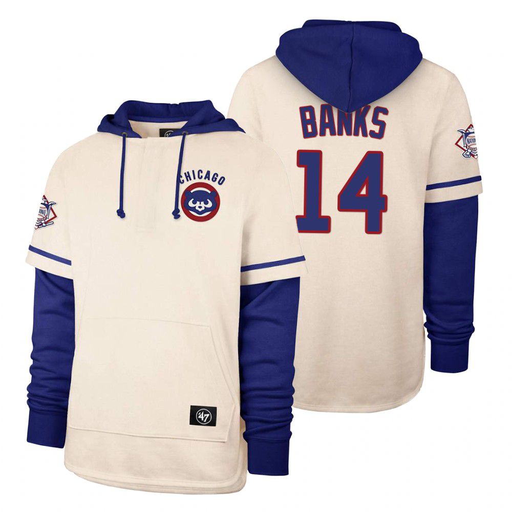 Men Chicago Cubs #14 Banks Cream 2021 Pullover Hoodie MLB Jersey->baltimore orioles->MLB Jersey